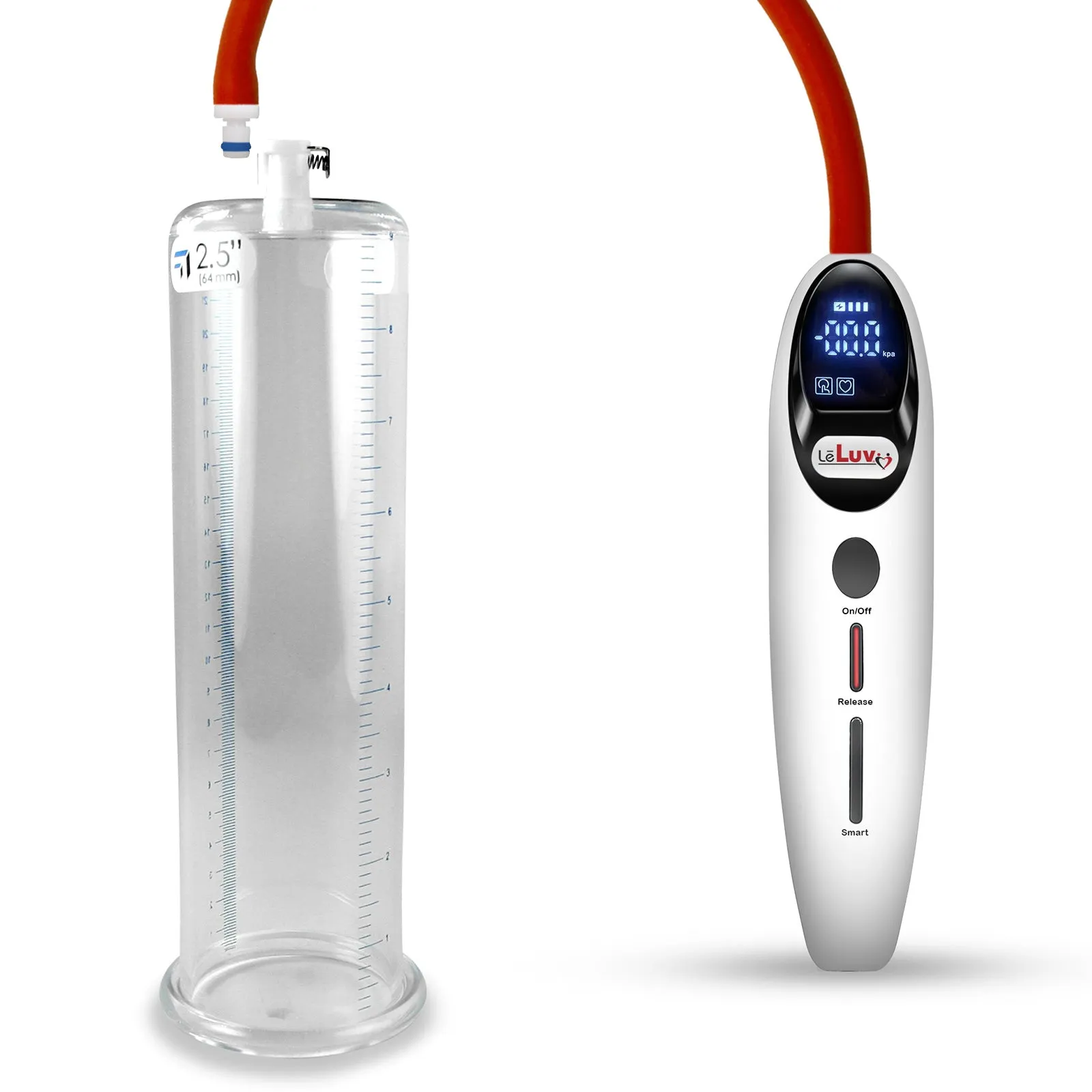 LeLuv Magna Smart LCD Penis Pump | 9 or 12 Inch Length Cylinder | Round Flange