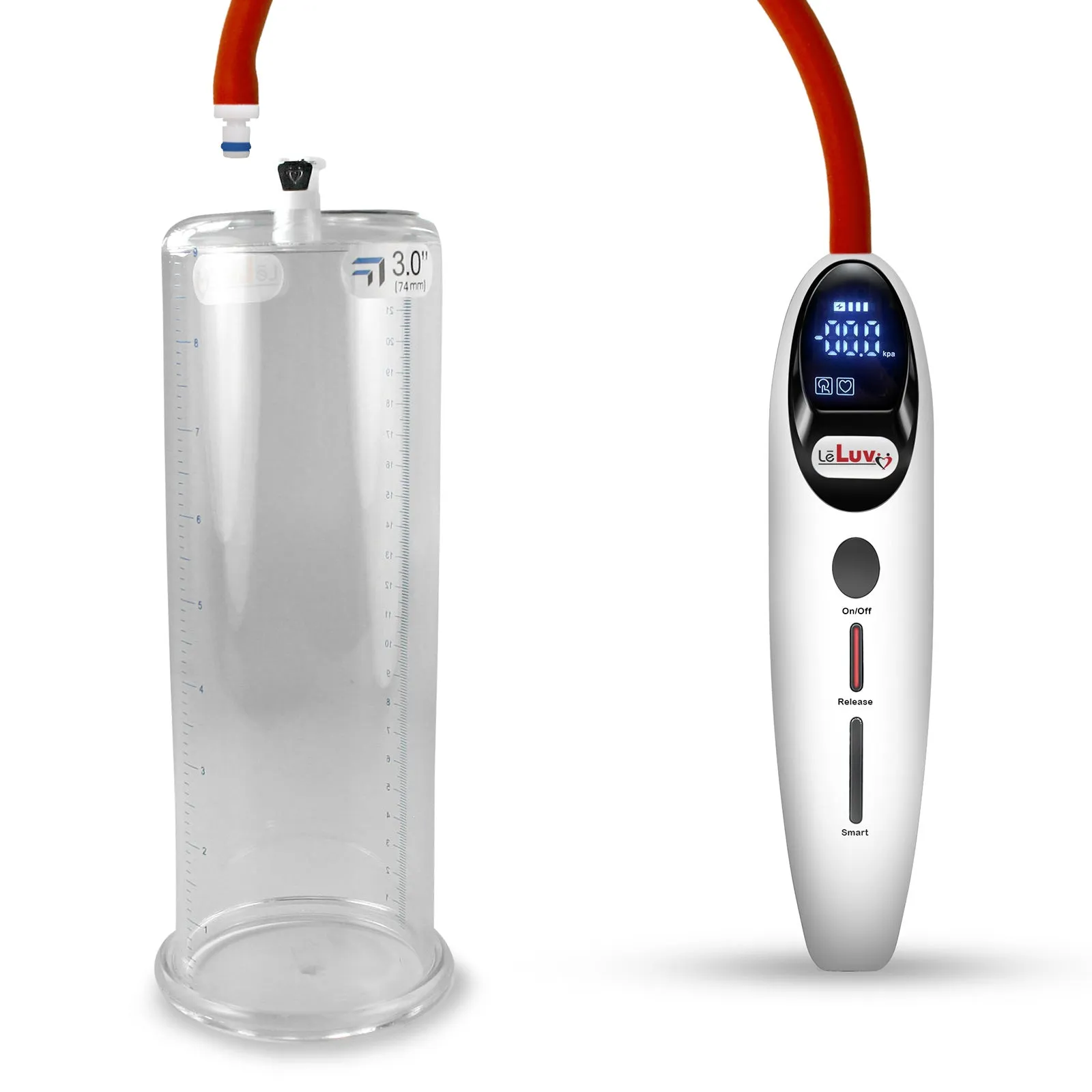 LeLuv Magna Smart LCD Penis Pump | 9 or 12 Inch Length Cylinder | Round Flange