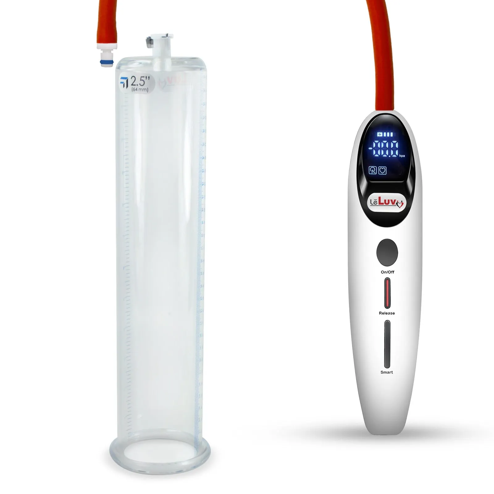 LeLuv Magna Smart LCD Penis Pump | 9 or 12 Inch Length Cylinder | Round Flange