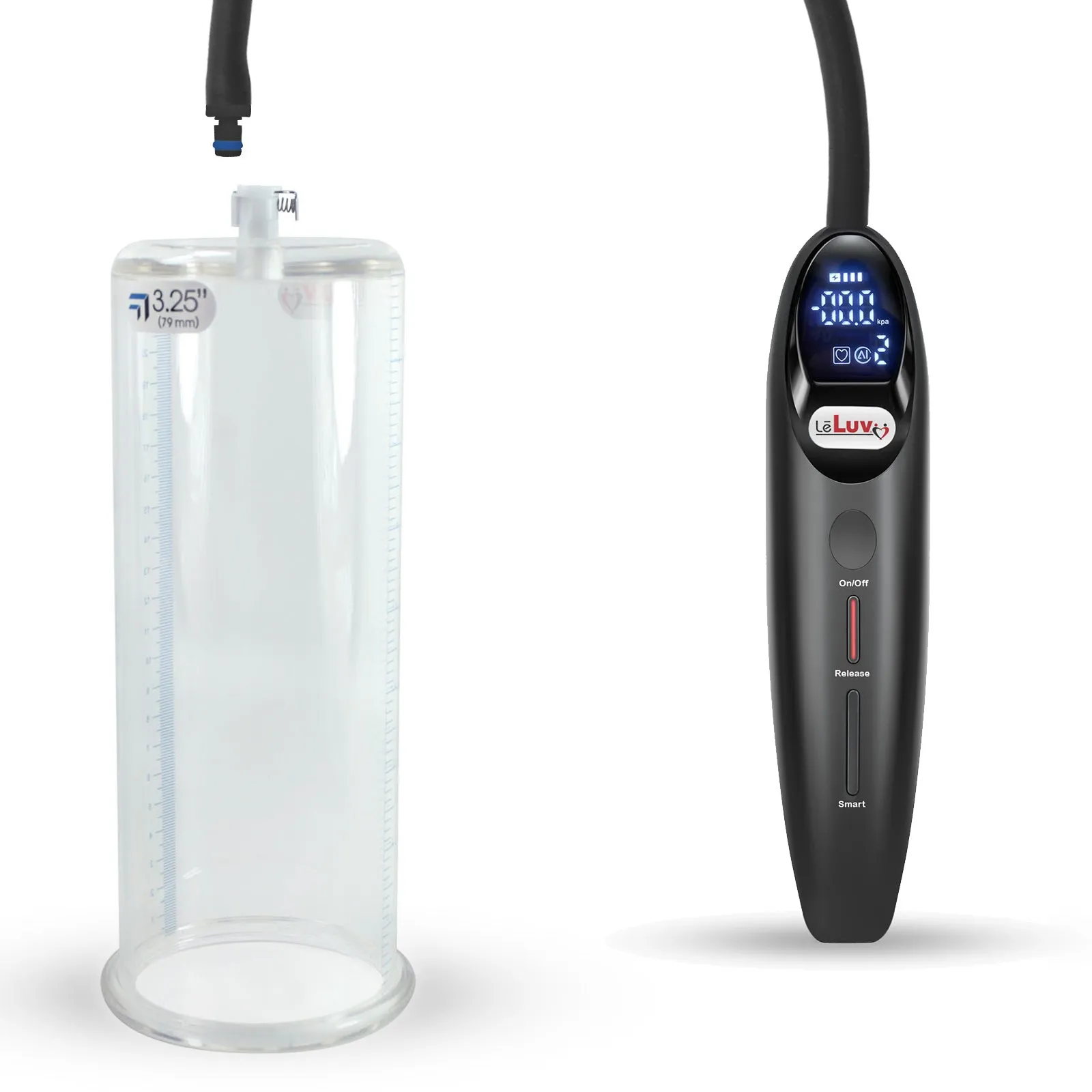 LeLuv Magna Smart LCD Penis Pump | 9 or 12 Inch Length Cylinder | Round Flange