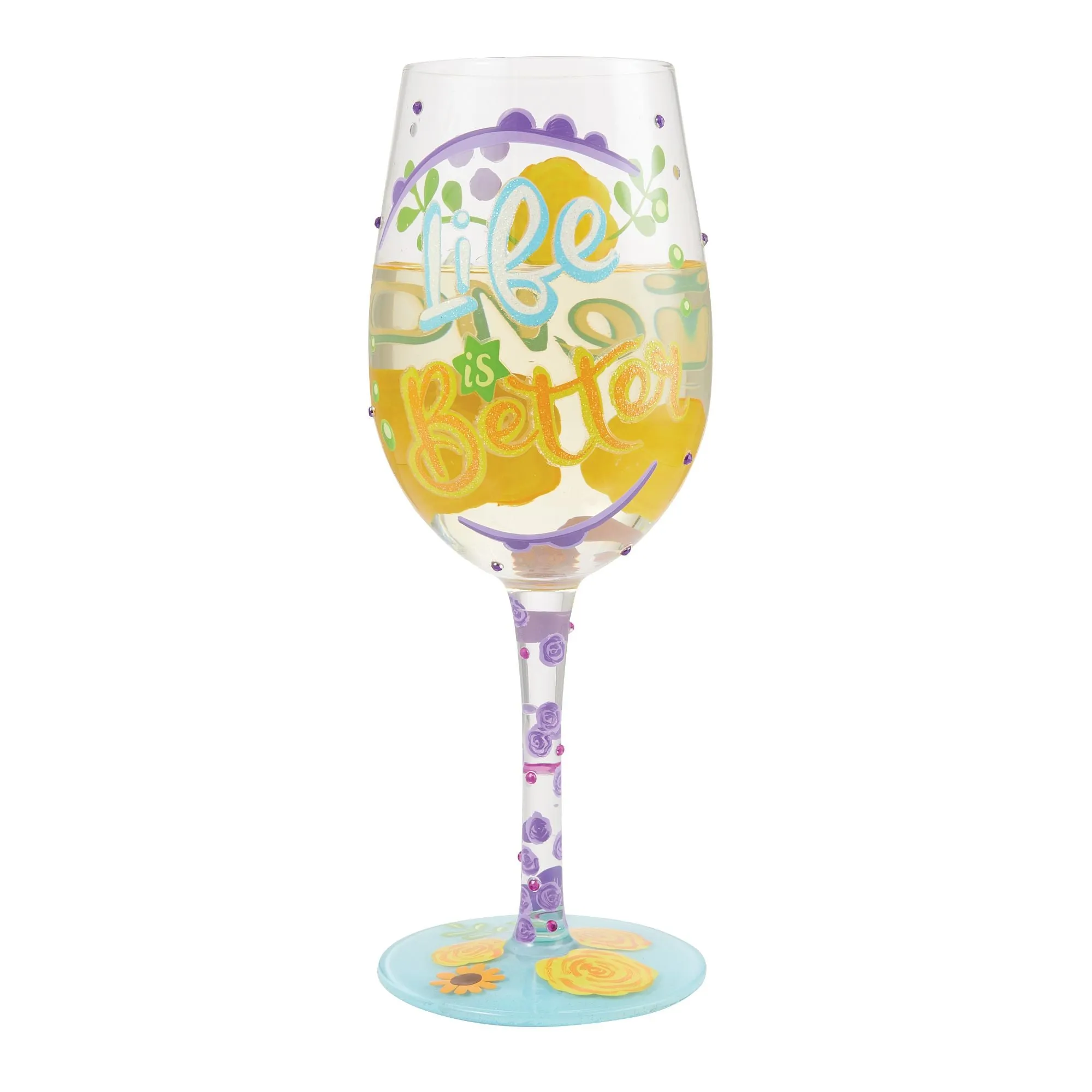 Life with Friends Hand Painted wine glass