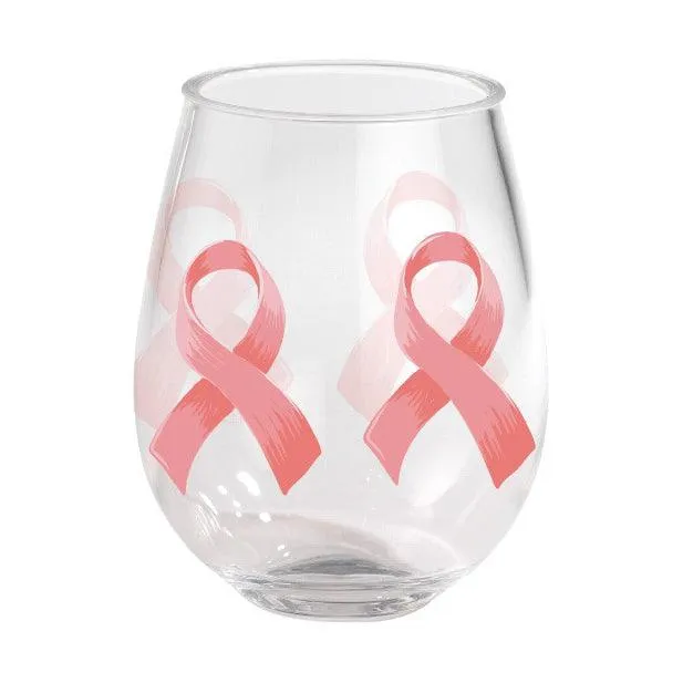 Lolita Breast Cancer 15oz Stemless Wine Glasses - Set of 2