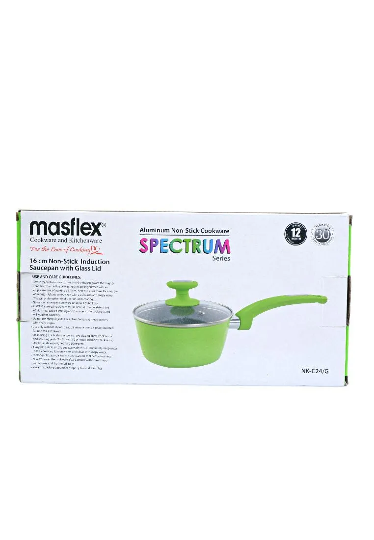 Masflex Spectrum Induction Sauce Pan with Glass Lid - 16cm