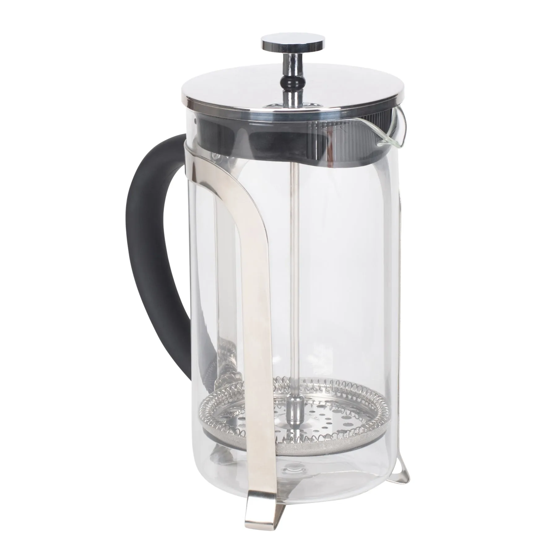 Matte Black 1 Liter Large Glass Stainless Steel French Press Coffee and Loose Leaf TeaMaker