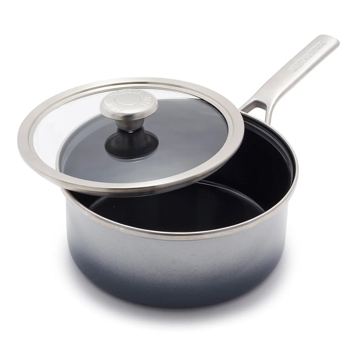 Merten & Storck Steel Core Enameled 2.5-Quart Saucepan with Lid | Cloud Gray