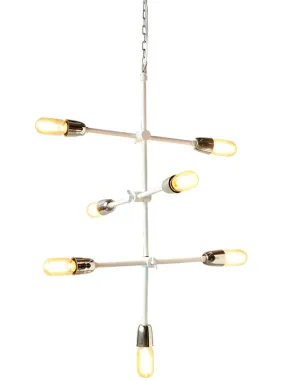 METAL 7 LIGHT CHANDELIER, WHITE