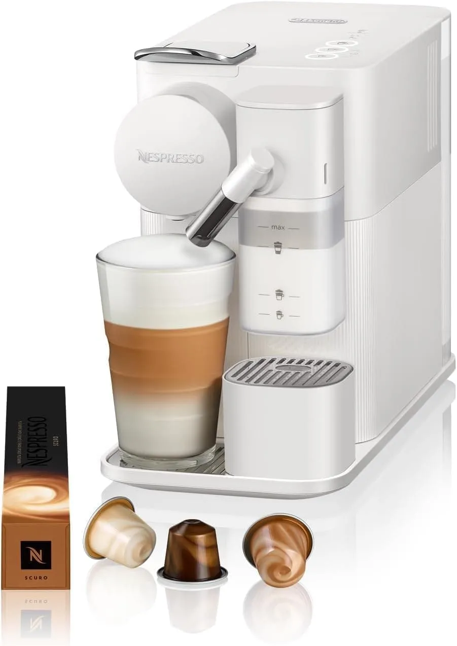 Nespresso Lattissima One Evo by De'Longhi, Automatic Coffee Maker, Single-Serve Capsule, Frothed Milk, Cappuccino & Latte, 1450W, White