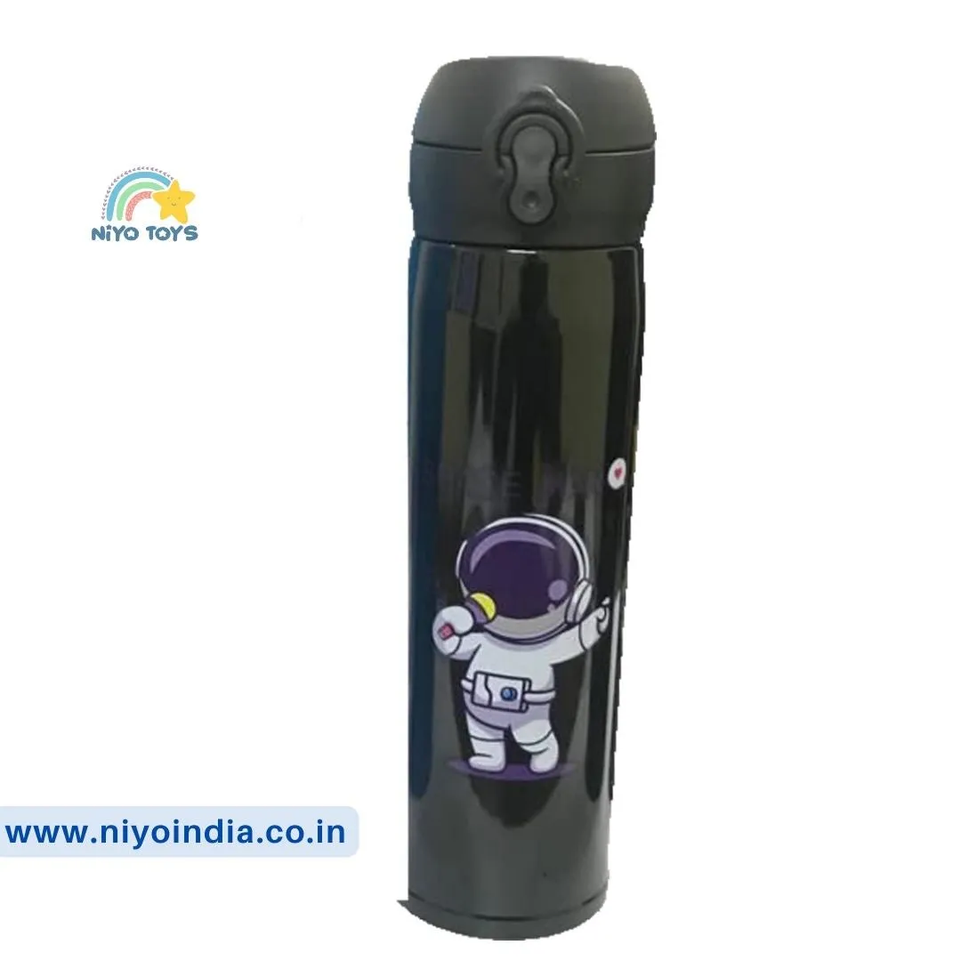 Niyo Push button insulated stainless steel water bottle (Black)