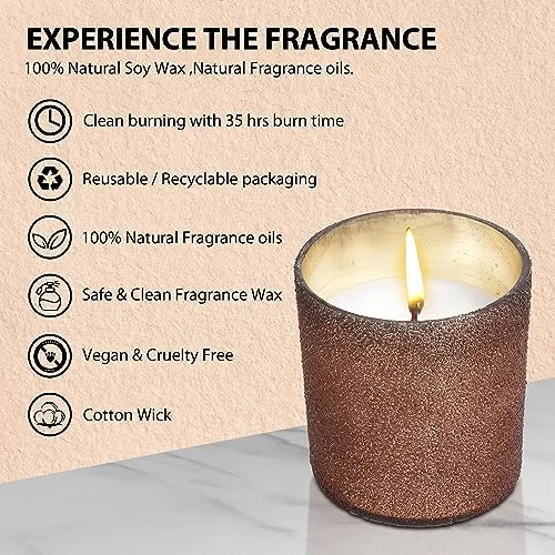 Oceann Gloww Opulent Brown Dewdrop Scented Glass Candle I Set of 2 I 34 Hrs I