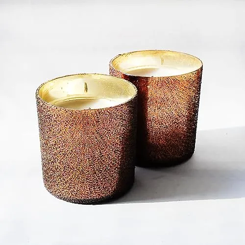 Oceann Gloww Opulent Brown Dewdrop Scented Glass Candle I Set of 2 I 34 Hrs I