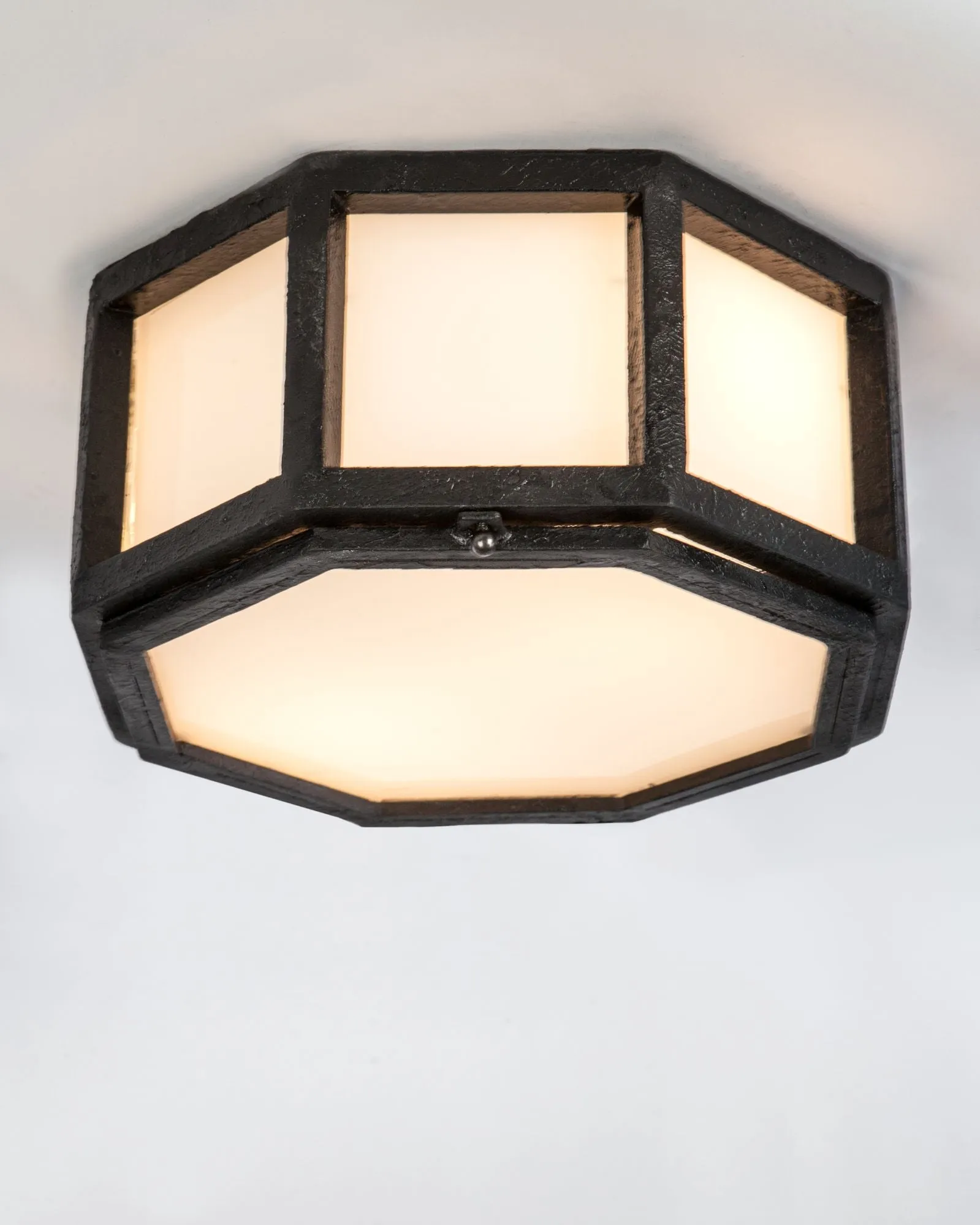 Octagonal Flush Mount with Opal White Glass