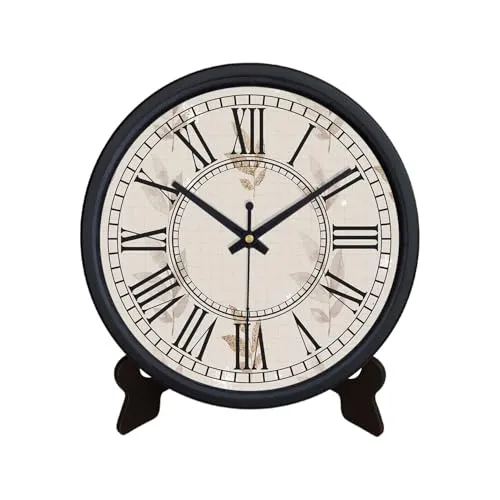 Olive Tree 8-Inch Plastic Analog Wall Clock/Table Clock - Modern Dial Latest Stylish Table Clock (Black Frame, Quartz Movement)-1004