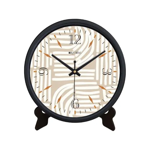 Olive Tree 8-Inch Plastic Analog Wall Clock/Table Clock - Modern Dial Latest Stylish Table Clock (Black Frame, Quartz Movement)-1008