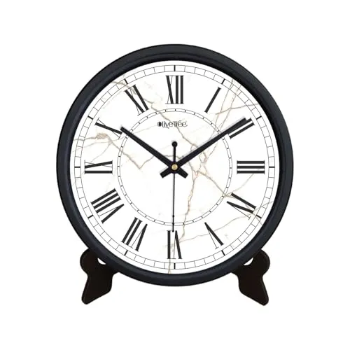 Olive Tree 8-Inch Plastic Analog Wall Clock/Table Clock - Modern Dial Latest Stylish Table Clock (Black Frame, Quartz Movement)-1010