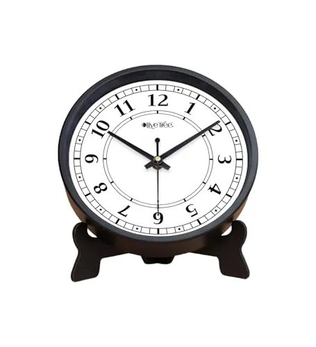 Olive Tree 8-Inch Plastic Analog Wall Clock/Table Clock - Modern Dial Latest Stylish Table Clock (Black Frame, Quartz Movement)-1017