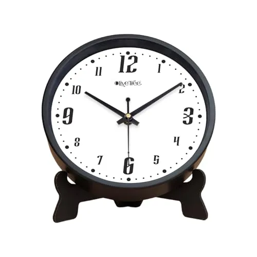 Olive Tree 8-Inch Plastic Analog Wall Clock/Table Clock - Modern Dial Latest Stylish Table Clock (Black Frame, Quartz Movement)-1026