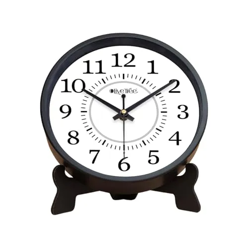 Olive Tree 8-Inch Plastic Analog Wall Clock/Table Clock - Modern Dial Latest Stylish Table Clock (Black Frame, Quartz Movement)-1027