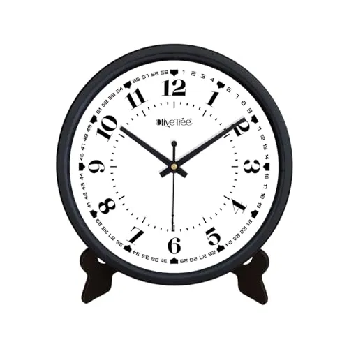 Olive Tree 8-Inch Plastic Analog Wall Clock/Table Clock - Modern Dial Latest Stylish Table Clock (Black Frame, Quartz Movement)-1030