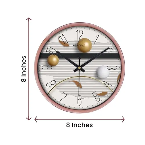 Olive Tree 8-Inch Plastic Analog Wall Clock/Table Clock - Modern Dial Latest Stylish Table Clock (Copper Frame, Quartz Movement)-1058