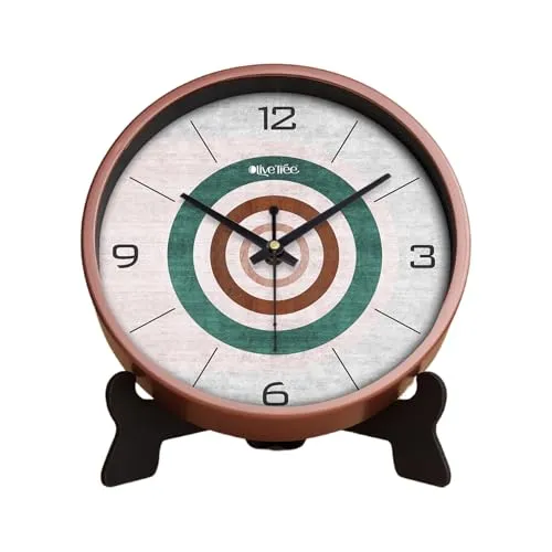 Olive Tree 8-Inch Plastic Analog Wall Clock/Table Clock - Modern Dial Latest Stylish Table Clock (Copper Frame, Quartz Movement)-1063