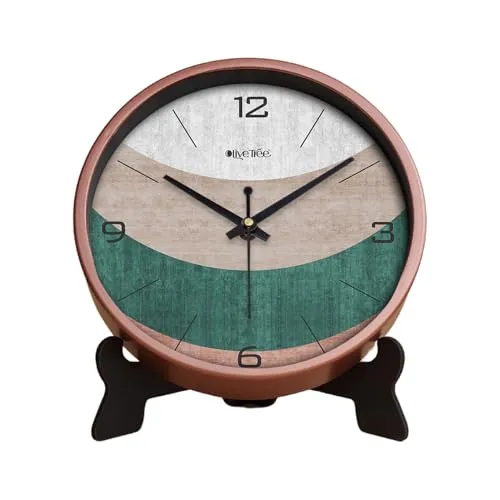 Olive Tree 8-Inch Plastic Analog Wall Clock/Table Clock - Modern Dial Latest Stylish Table Clock (Copper Frame, Quartz Movement)-1064