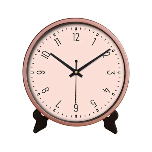 Olive Tree 8-Inch Plastic Analog Wall Clock/Table Clock - Modern Dial Latest Stylish Table Clock (Copper Frame, Quartz Movement)-1066