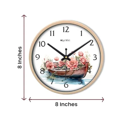 Olive Tree 8-Inch Plastic Analog Wall Clock/Table Clock - Modern Dial Latest Stylish Table Clock (Cream Frame, Quartz Movement)-1075