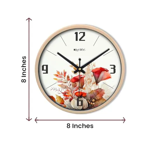 Olive Tree 8-Inch Plastic Analog Wall Clock/Table Clock - Modern Dial Latest Stylish Table Clock (Cream Frame, Quartz Movement)-1077