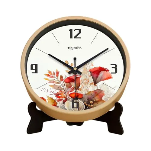 Olive Tree 8-Inch Plastic Analog Wall Clock/Table Clock - Modern Dial Latest Stylish Table Clock (Cream Frame, Quartz Movement)-1077