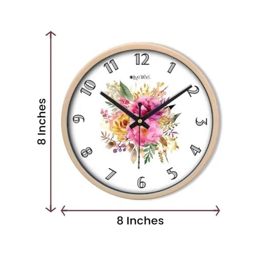 Olive Tree 8-Inch Plastic Analog Wall Clock/Table Clock - Modern Dial Latest Stylish Table Clock (Cream Frame, Quartz Movement)-1079