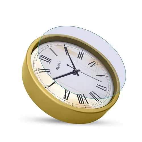 Olive Tree 8-Inch Plastic Analog Wall Clock/Table Clock - Modern Dial Latest Stylish Table Clock (Golden Frame, Quartz Movement)-1033