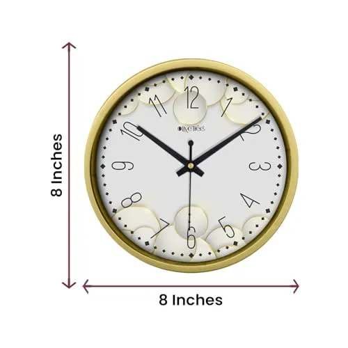 Olive Tree 8-Inch Plastic Analog Wall Clock/Table Clock - Modern Dial Latest Stylish Table Clock (Golden Frame, Quartz Movement)-1037