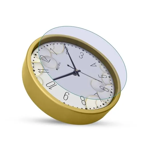 Olive Tree 8-Inch Plastic Analog Wall Clock/Table Clock - Modern Dial Latest Stylish Table Clock (Golden Frame, Quartz Movement)-1037