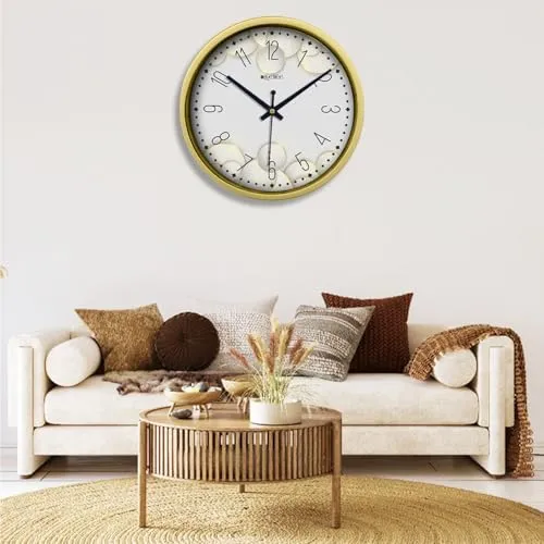 Olive Tree 8-Inch Plastic Analog Wall Clock/Table Clock - Modern Dial Latest Stylish Table Clock (Golden Frame, Quartz Movement)-1037