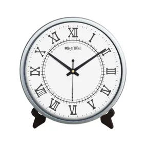 Olive Tree 8-Inch Plastic Analog Wall Clock/Table Clock - Modern Dial Latest Stylish Table Clock (Silver Frame, Quartz Movement)-1042