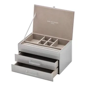 One Six Eight London Gabriella Jewellery Box with Drawers Cool Grey Medium