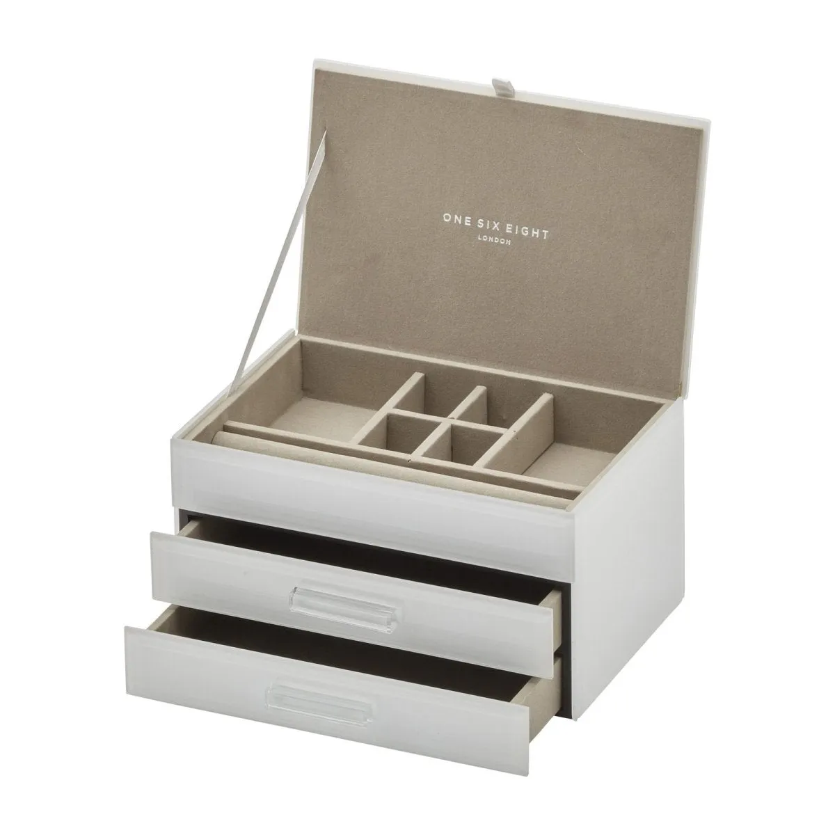 One Six Eight London Gabriella Jewellery Box with Drawers White Medium