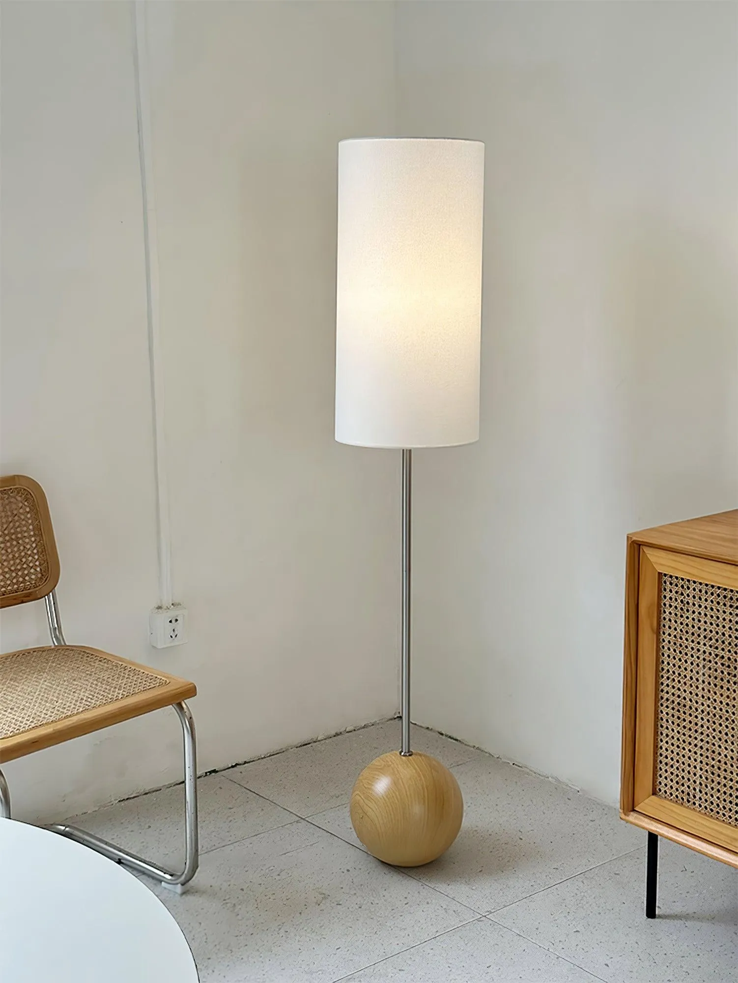 Orbis Wooden Sphere Floor Lamp