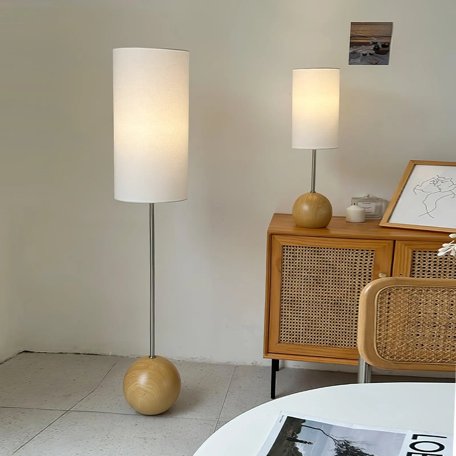 Orbis Wooden Sphere Floor Lamp