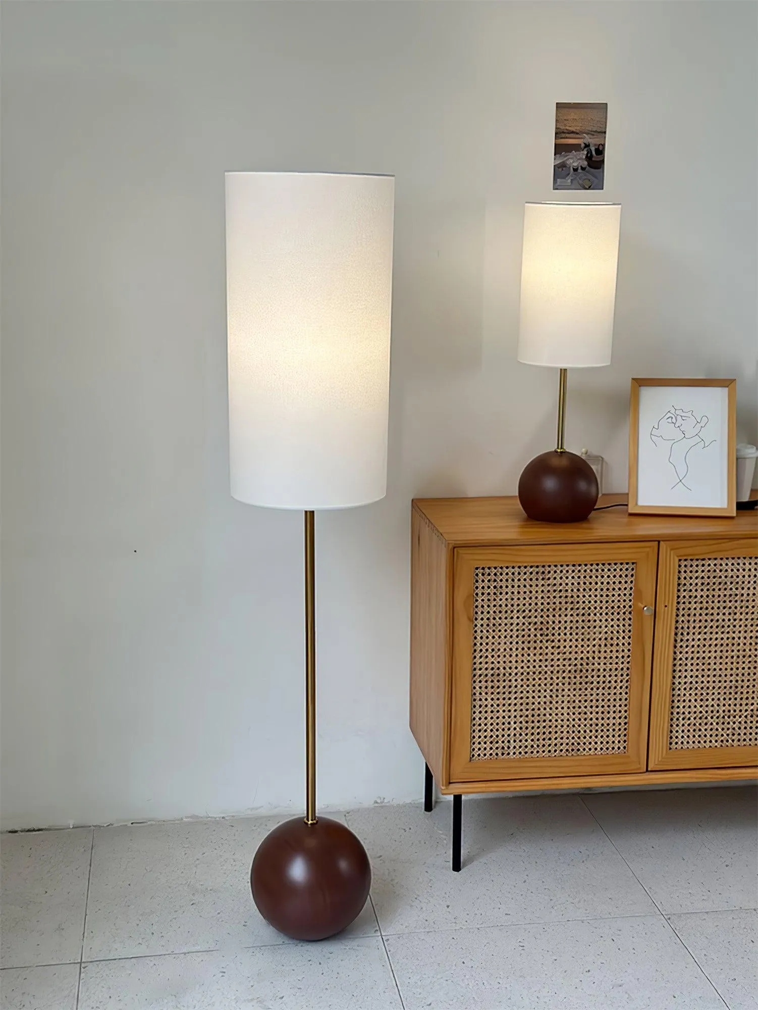 Orbis Wooden Sphere Floor Lamp