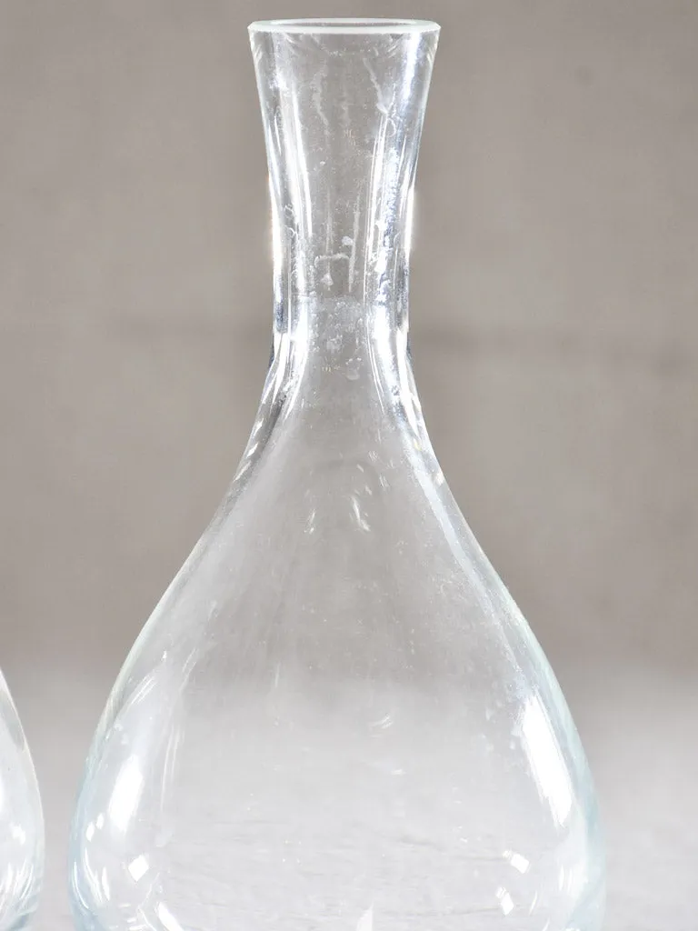 Pair of modern glass carafes 9"