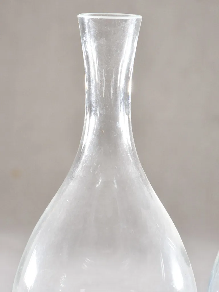 Pair of modern glass carafes 9"