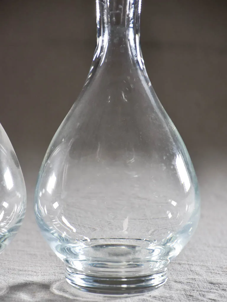 Pair of modern glass carafes 9"