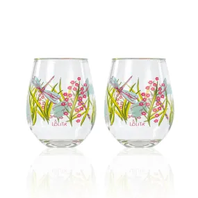 Party To Go Dragonfly 15oz Acrylic Stemless Wine Glass | Set of 2