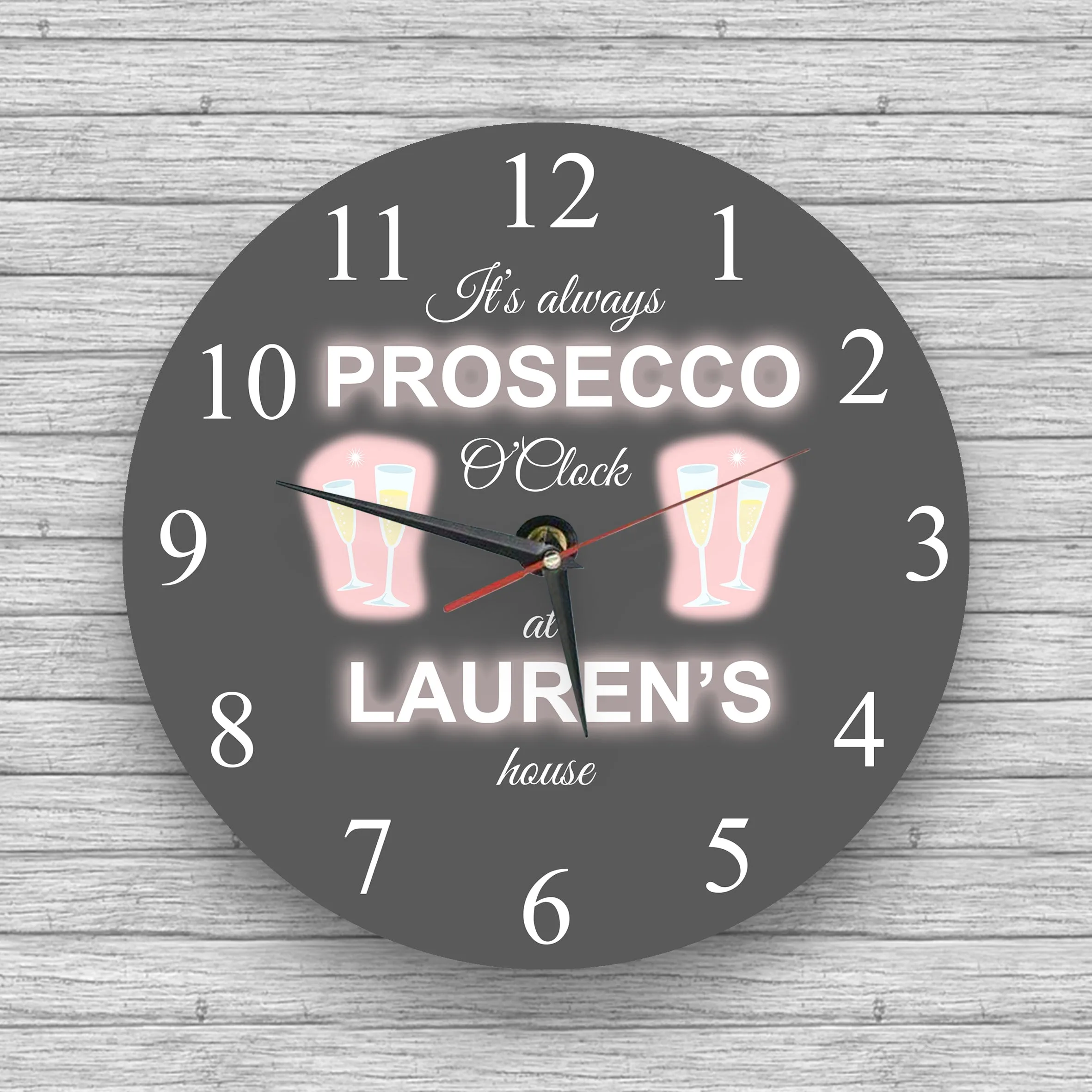 Personalised Wall glass clock - Wine o'clock and others alcohol clocks