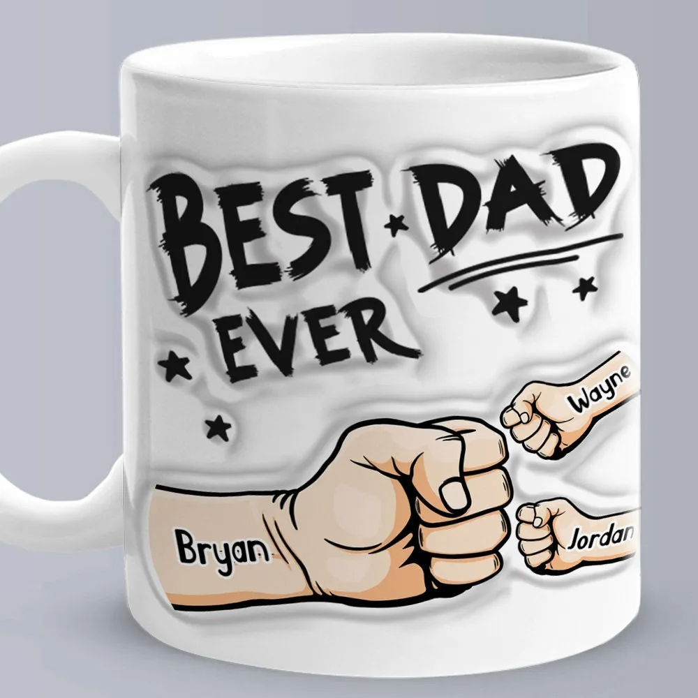 Personalized Best Dad Best Papa 3D Inflated Effect Ceramic Coffee Mug Father's Day Gift for Dad Husband Grandad UNCLE Brother BFF birthday