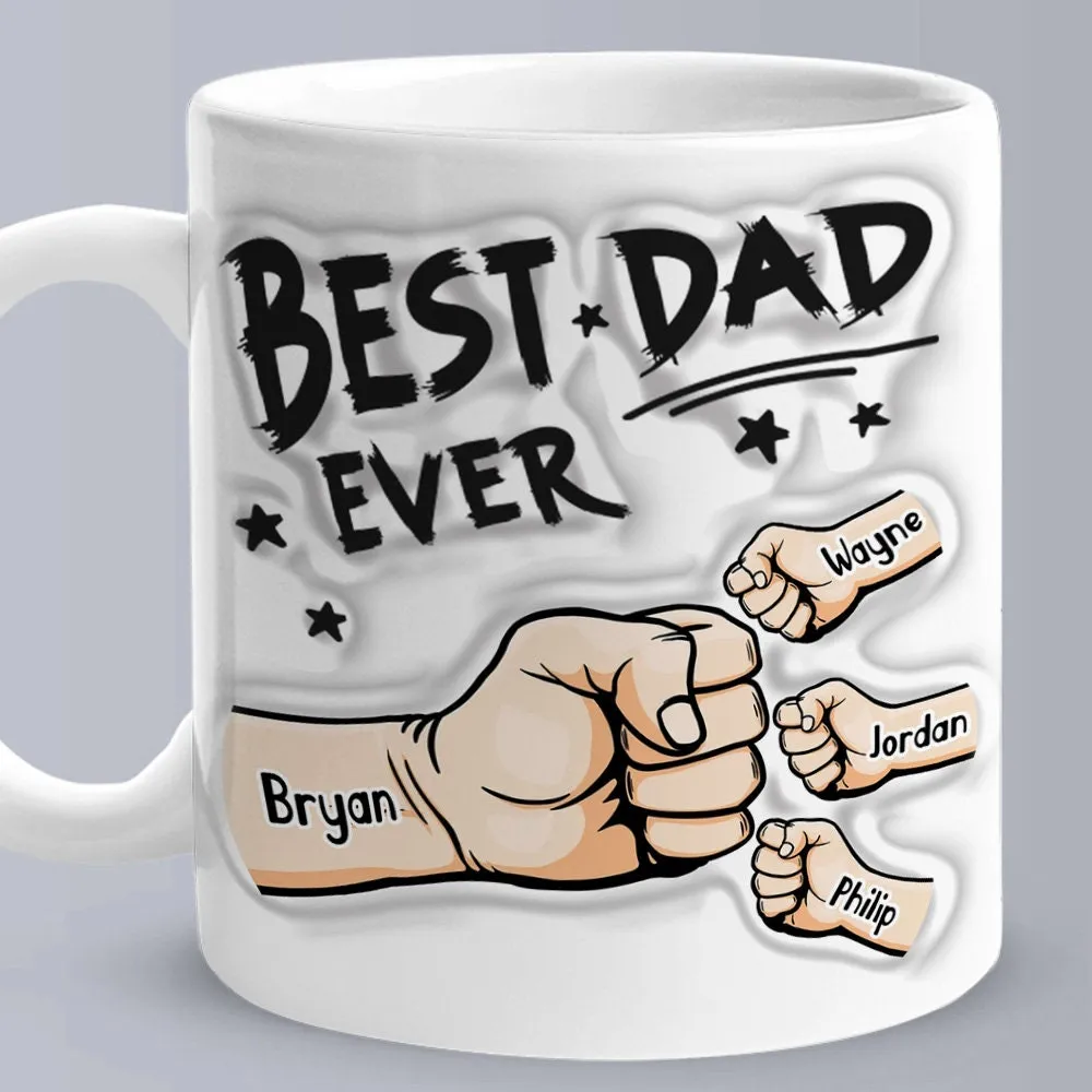 Personalized Best Dad Best Papa 3D Inflated Effect Ceramic Coffee Mug Father's Day Gift for Dad Husband Grandad UNCLE Brother BFF birthday