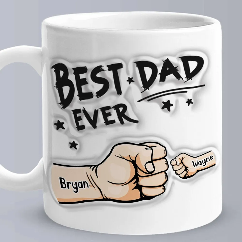 Personalized Best Dad Best Papa 3D Inflated Effect Ceramic Coffee Mug Father's Day Gift for Dad Husband Grandad UNCLE Brother BFF birthday