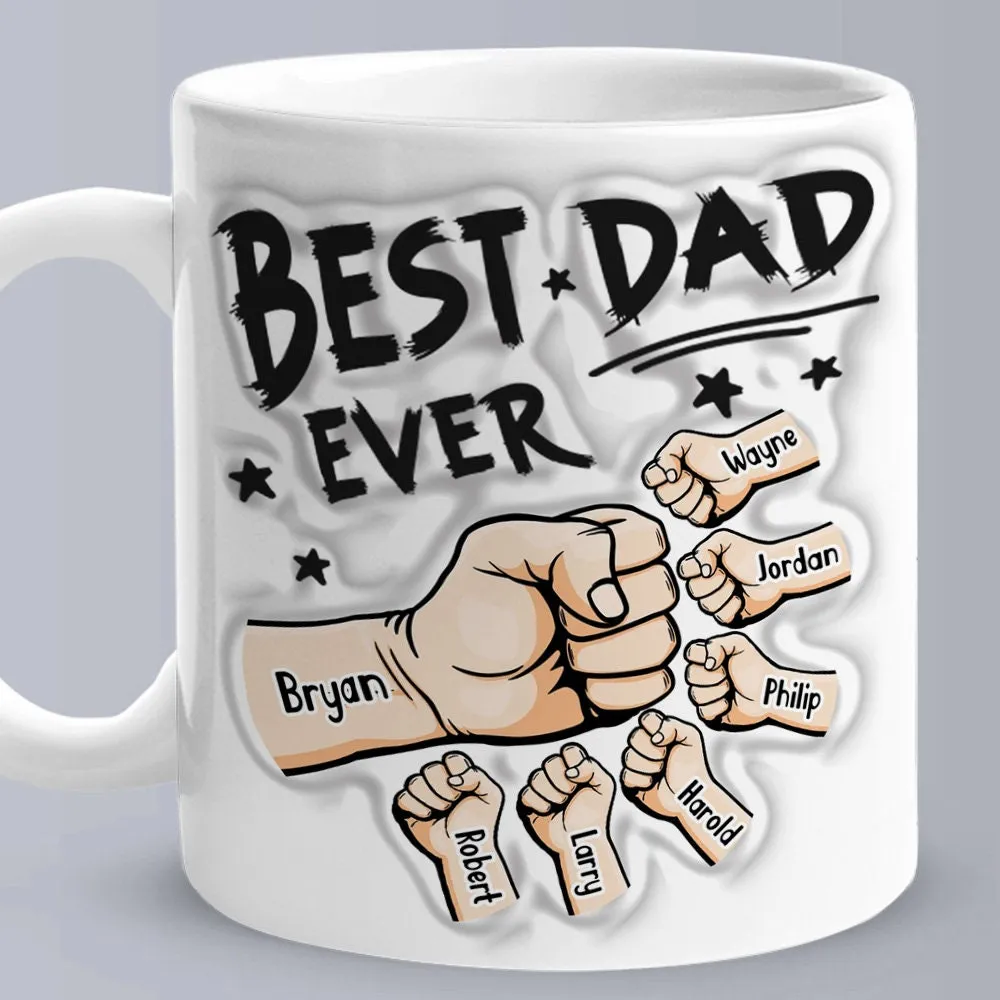 Personalized Best Dad Best Papa 3D Inflated Effect Ceramic Coffee Mug Father's Day Gift for Dad Husband Grandad UNCLE Brother BFF birthday