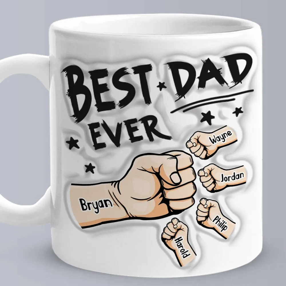 Personalized Best Dad Best Papa 3D Inflated Effect Ceramic Coffee Mug Father's Day Gift for Dad Husband Grandad UNCLE Brother BFF birthday